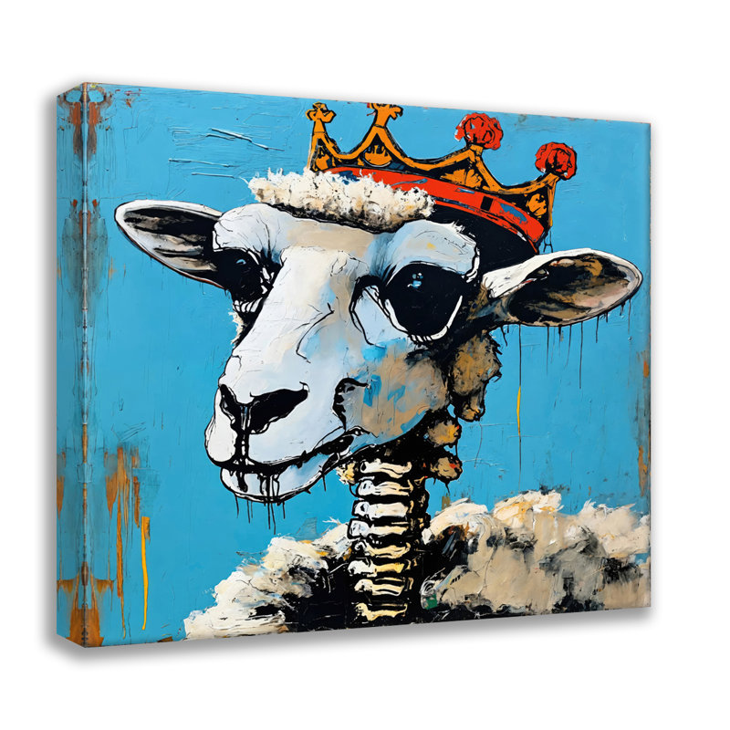 Sheep! -Homage-Basquiat, estampe numérique sur toile tendue avec châssis, H 36 po x l 36 po