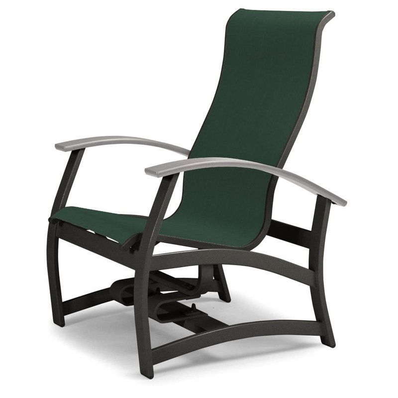 Askar Powder Coated Aluminum Outdoor Lounge Chair, Forest Forest Green 22D Sunbrella®, White P50, Textured Graphite