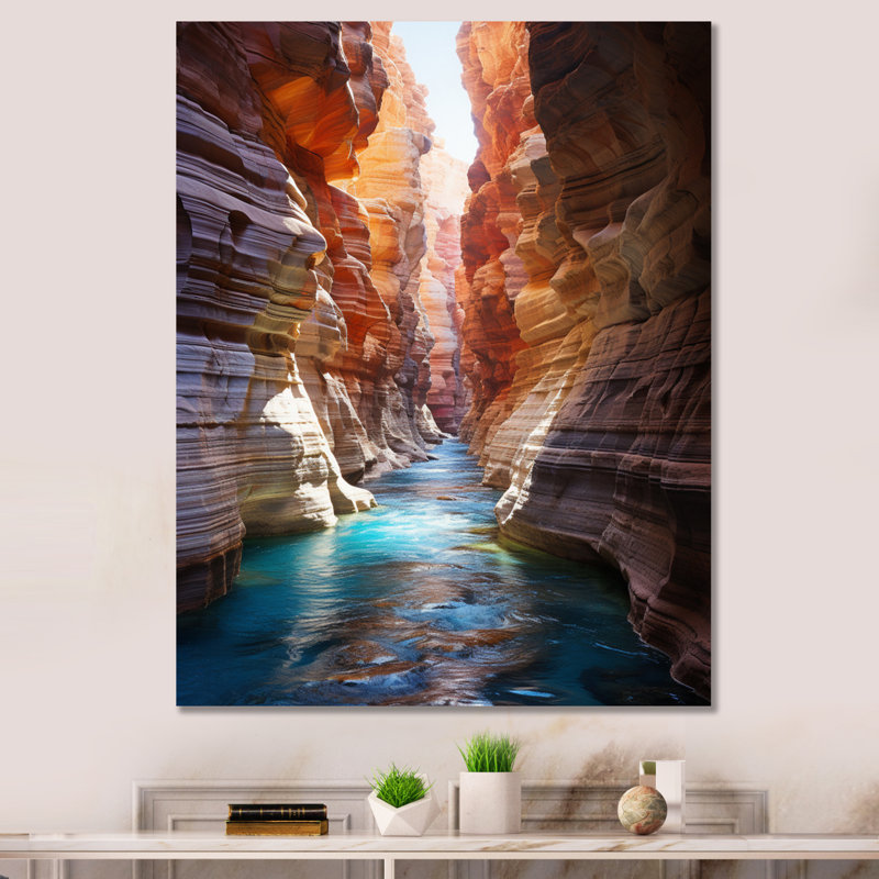 Canyon antilope turquoise, gouttes - art mural Canyon, H 44 po x l 34 po x P 1,5 po, Toile tendue
