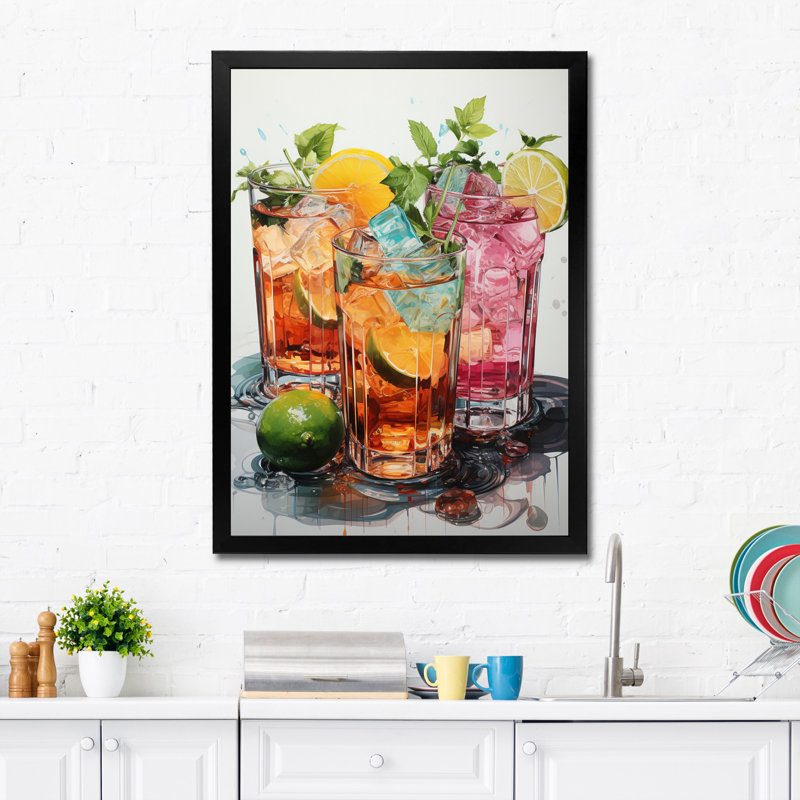 Hykeem Food Cocktail A Glamour I, H 32 po x l 16 po x P 1 po, Cadre photo noir