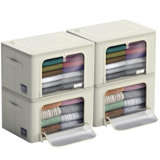 Medium Storage Box Foldable with Window & Handles 4 Pack