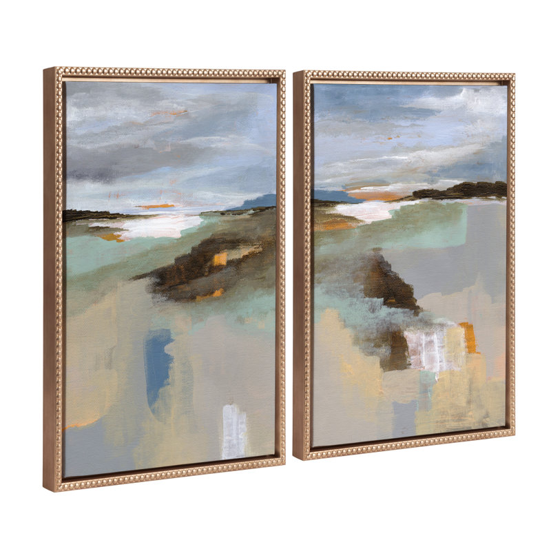 «Big Sur I and II» par Nikita Jariwala, ensemble d'art mural sur toile encadrée, Or perlé