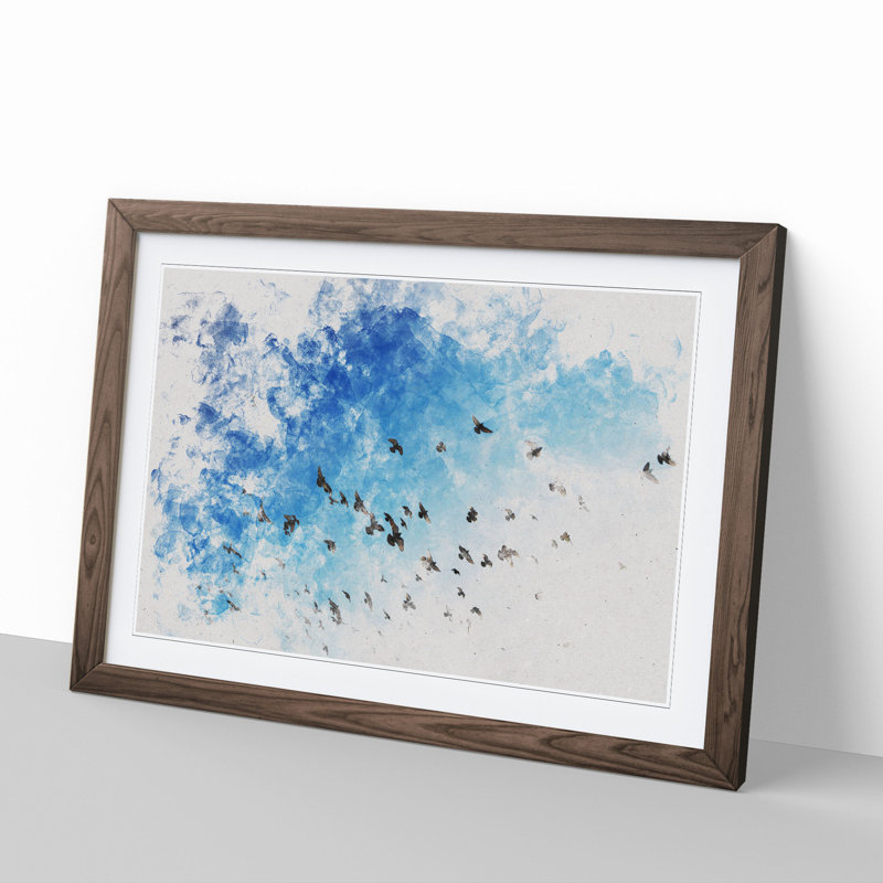 Flying Pigeons - Picture Frame Painting, 48cm H x 65cm W x 2cm D, Walnut Framed