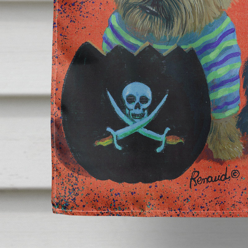 Drapeau de maison Hvidovre Sheltie Halloween en polyester à 2 faces 3 x 2 pi, Cairn terrier pirates - Halloween