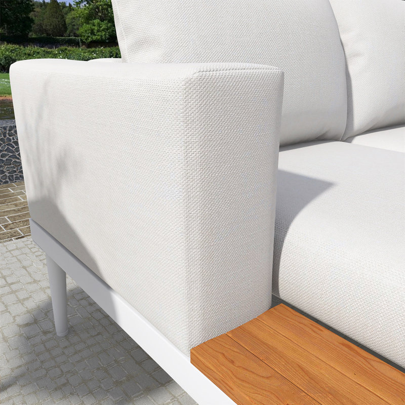 Lit de jour d'extérieur Modern, Coussin beige / structure blanche