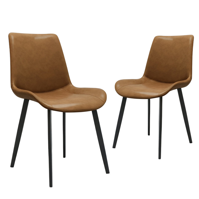 Ensemble de 2 chaises en cuir Pu, Brun