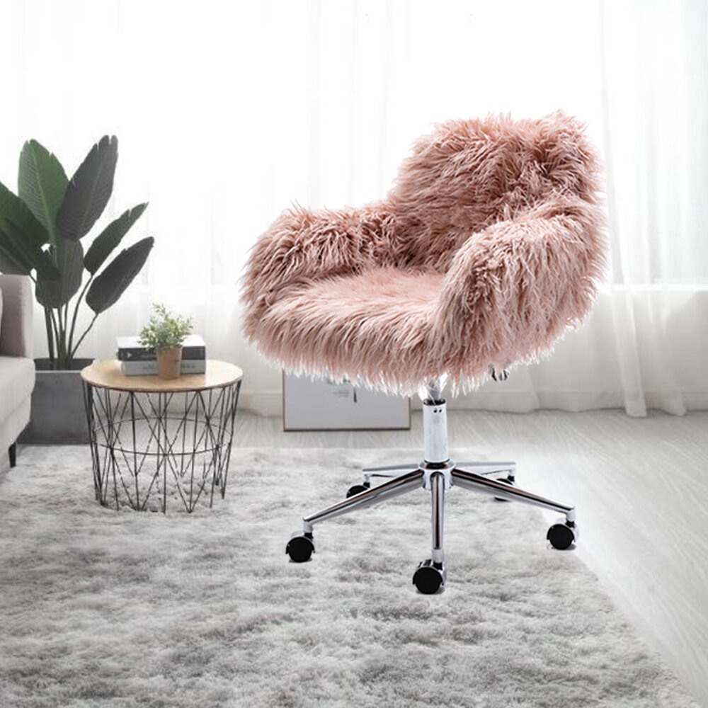 Everly Quinn Adjustable Office Chair With Artificial Fur | Wayfair