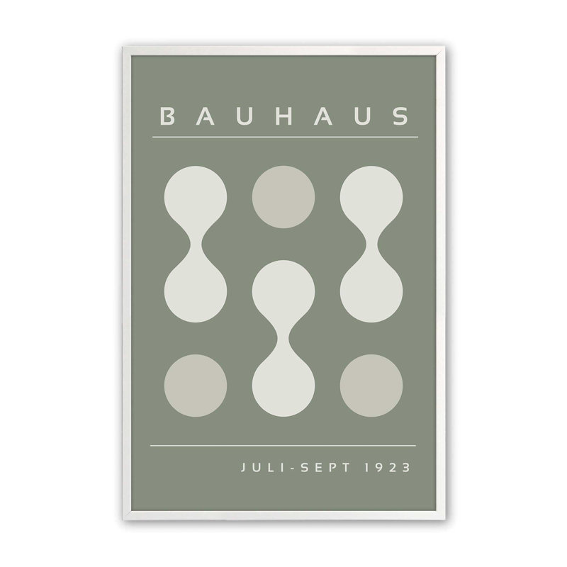 Imprimé vert Bauhaus Flow II, H 11 po x l 9 po, Reproduction encadrée sans passe-partout, Blanc opaque