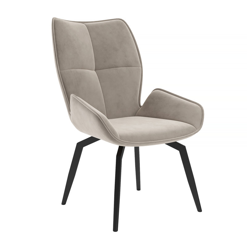 Angwin Velvet Upholstered Swivel Dining Chair, Mink