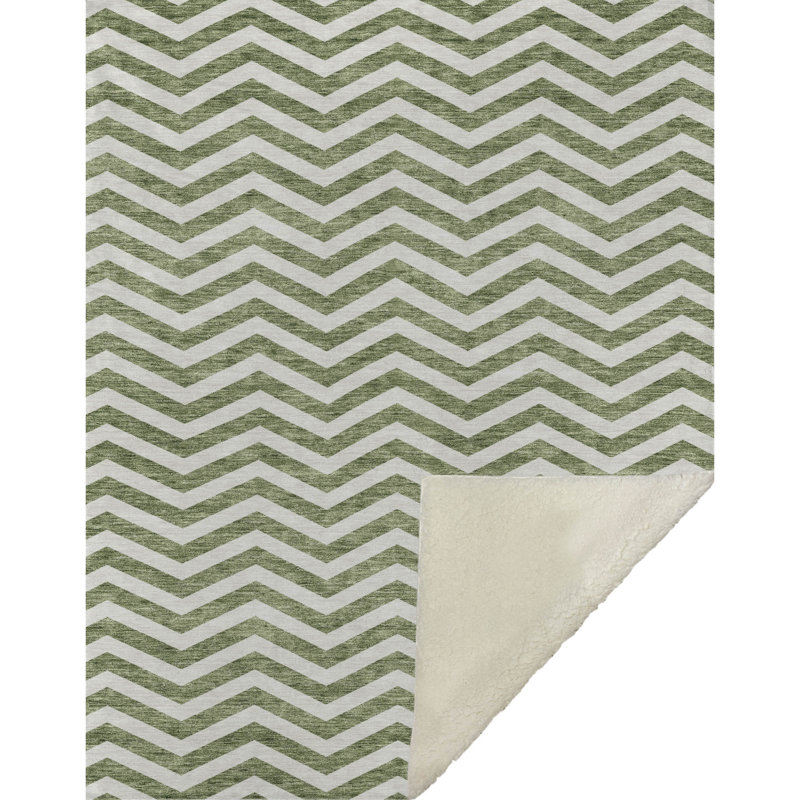 Jeté en coton Sherpa ASB922 Addison, Vert