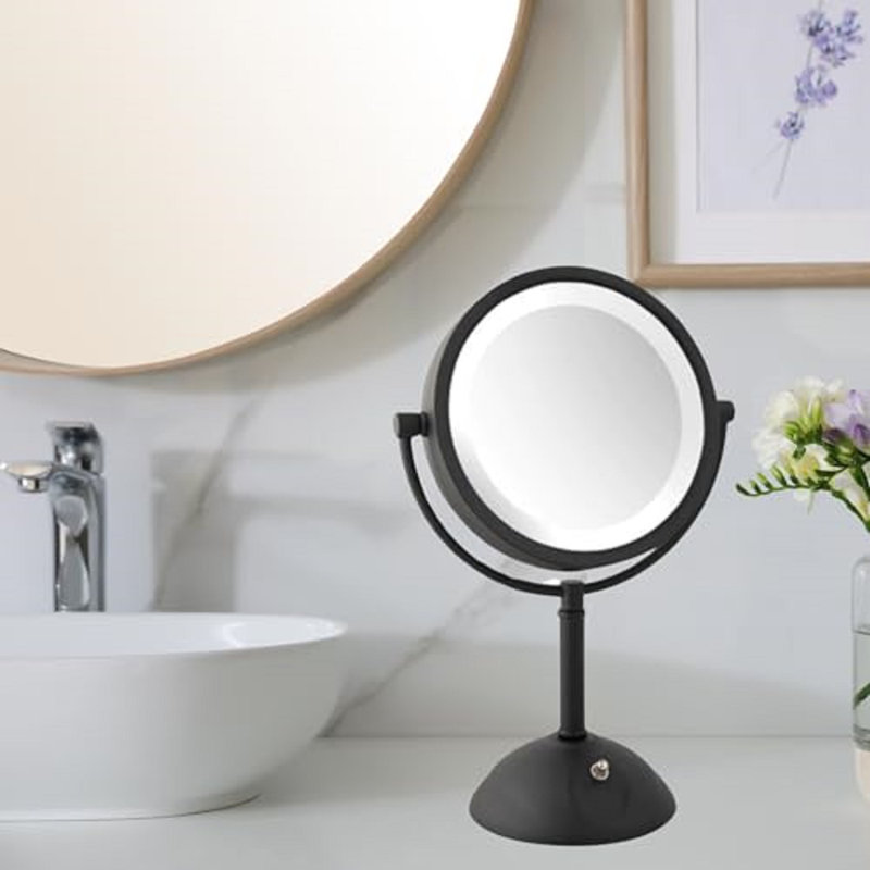 Miroir de maquillage lumineux 8,5 ", Noir