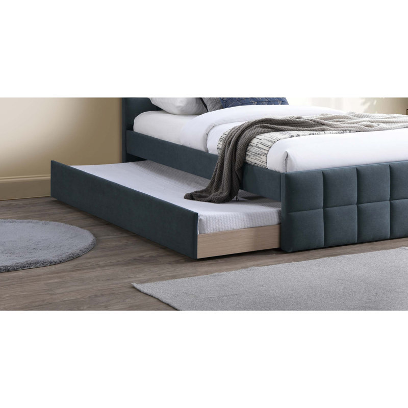 Lit 1 pièce de style contemporain, Gris anthracite