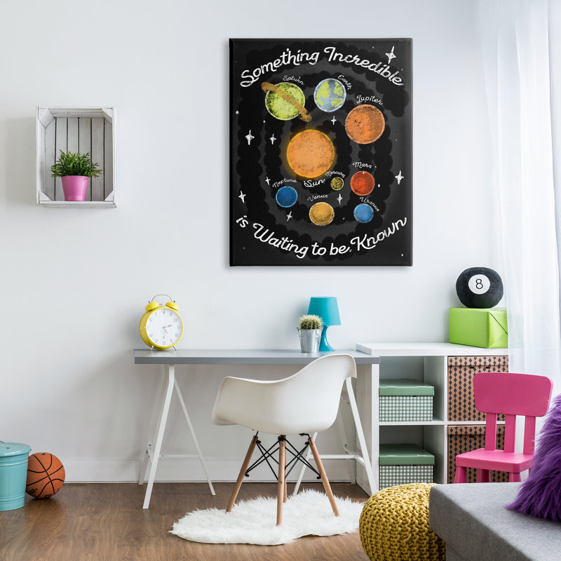 Quelque chose d'incroyable attend citation Planètes Soleil Terre, Toile tendue, H 48 po x l 36 po