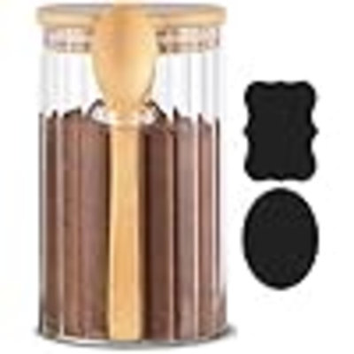 25 FL OZ Large Airtight Glass Jar With Bamboo Spoons Lids Overnight Oats Container Decorative Coffee Bar Food Storage Jar Cereal Nuts Salts Coffee Tea Flour Sugar Container Spice Jar