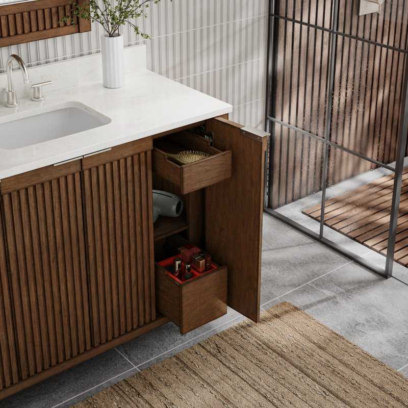 Through Lines 48" Single Bathroom Vanity, 8" Widespread, Brown