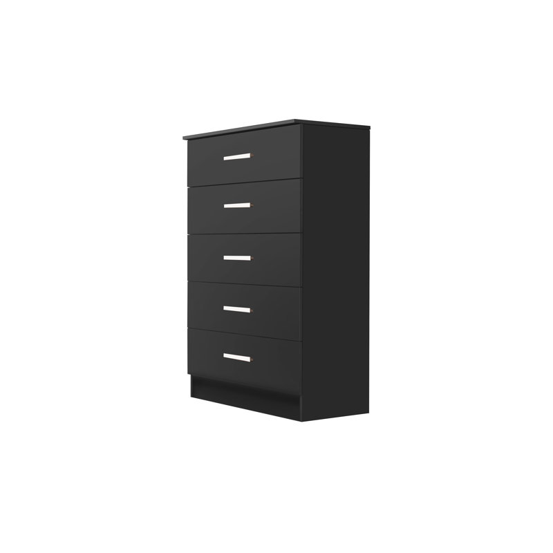 Commode pour homme 5 tiroirs l 36 po Ameeliah, Noir lustré