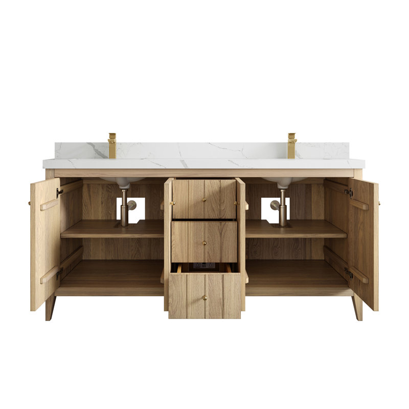 Chêne d'Atlanta 72 po X P 22 po D Meuble-lavabo double avec 2 po , Calacatta Laza