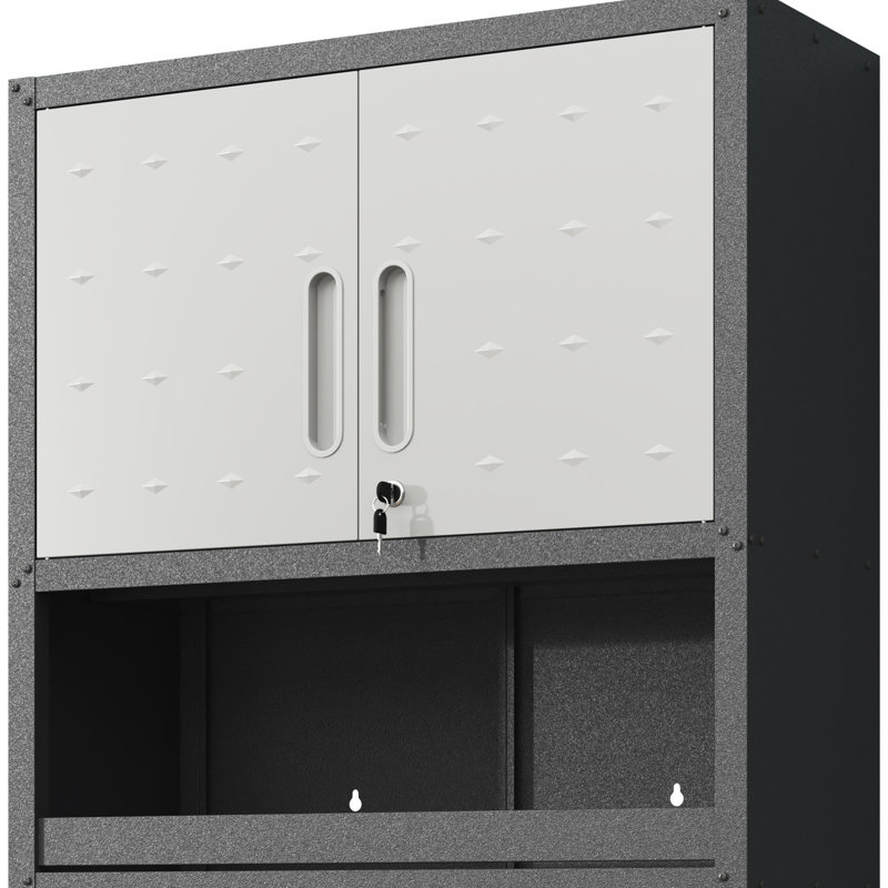 Metal Cabinet For Spaces. With Locking Door And Open Drawer. For Garage, Warehouse, Office Modern With Lock. Office. Build, Long-Lasting
