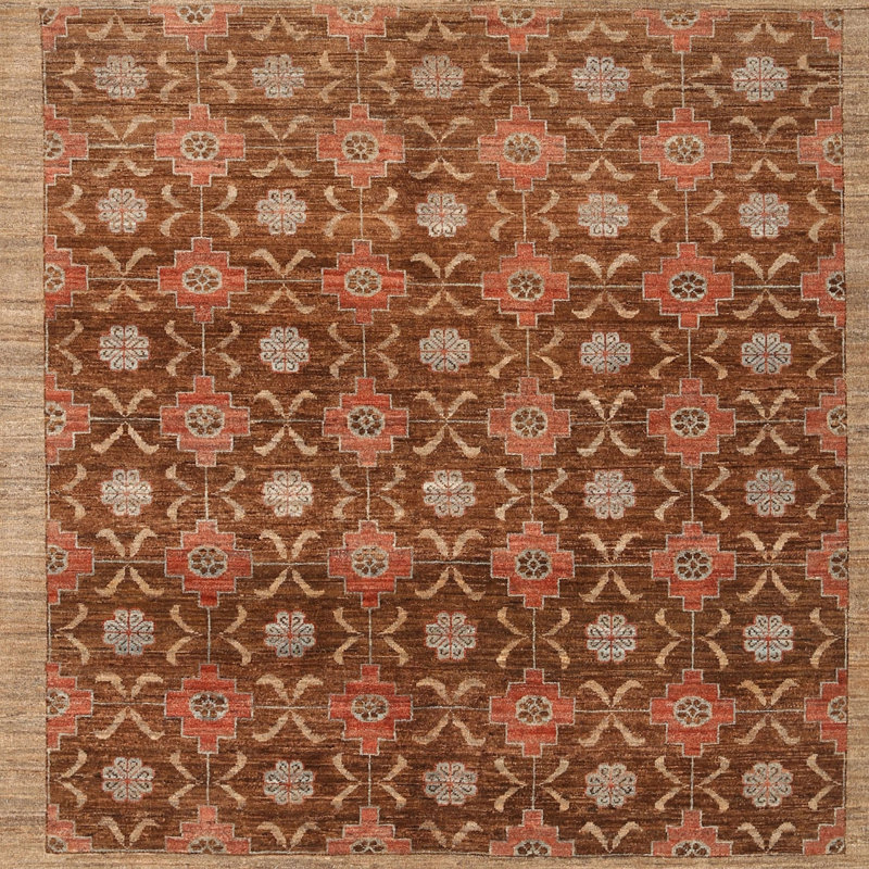 Tapis contemporain brun, Carré 6 pi