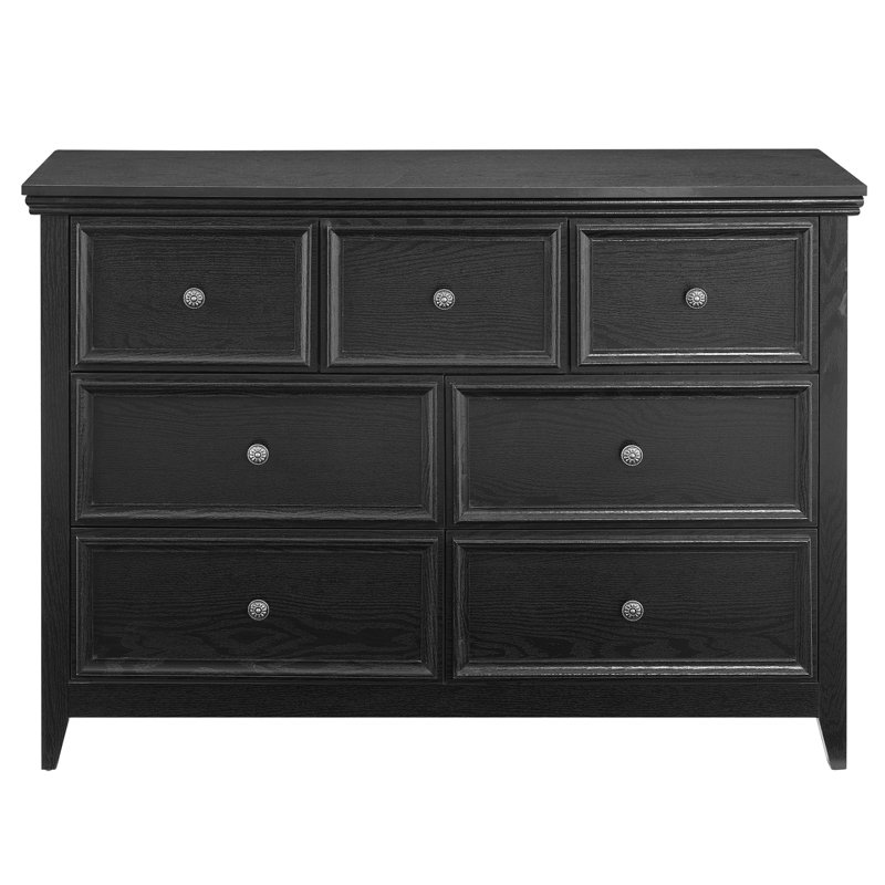 7 Drawer Cabinet For Storage - Black Dresser With Tipping Feature And Smooth Glide Drawers 7 Organizer Stable Feet Construction