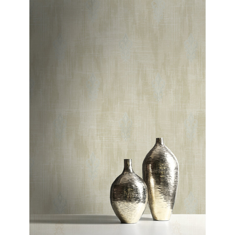 Thompsonville 10m x 52.07cm Textured Metallic Finish Paste the Wall Wallpaper Roll, Taupe