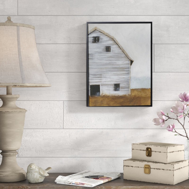 «Abandone Barn I», peinture sur toile, Cadre flottant noir, H 17,7 po x l 13,7 po x P 1,75 po