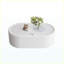 Table basse de rangement ovale cachée 33,46 po, plateau en verre trempé certifié 3C et table de rangement en cuir de qualité supérieure revêtue de cuir blanc moderne-131267922