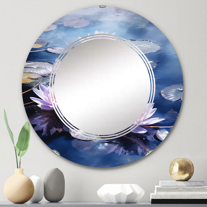 Rhenfield - Miroir mural floral rond, 24 po x 24 po