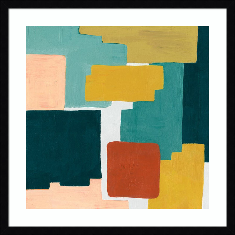 Block Abstract II by Grace Popp, 25.38" H x 25.38" W x 0.88" D, Noir Black Framed Paper