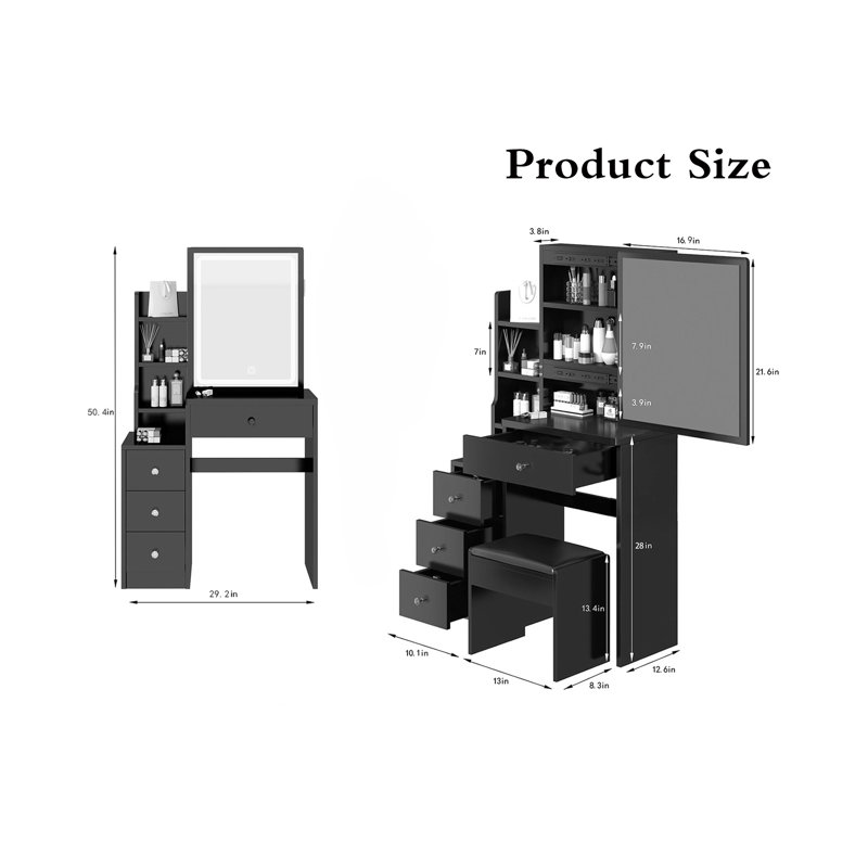 Vanity Table With 1 Stool