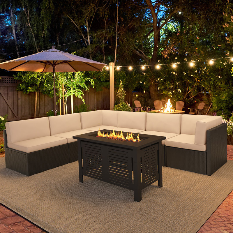 Wicker 6 - Person Garden Lounge Set with Cushions