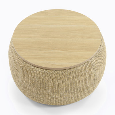 Round Storage Ottoman, 2 In 1 Function, Work As End Table And Ottoman