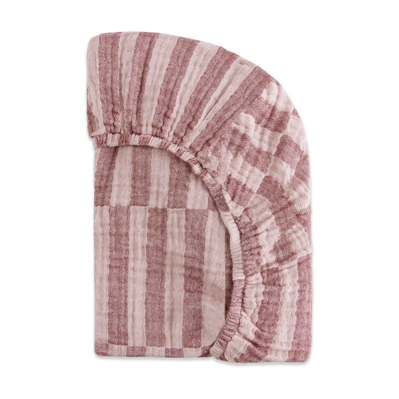 Maroon Stripe Organic Cotton Baby Bassinet Sheet