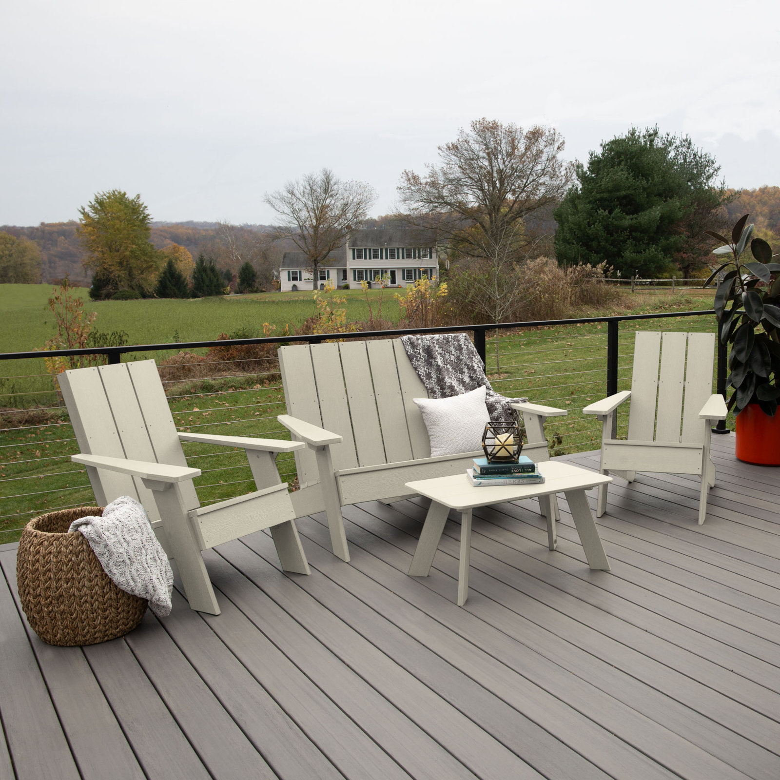 Byrnes 4 - Person Patio Conversation Set, White Wash