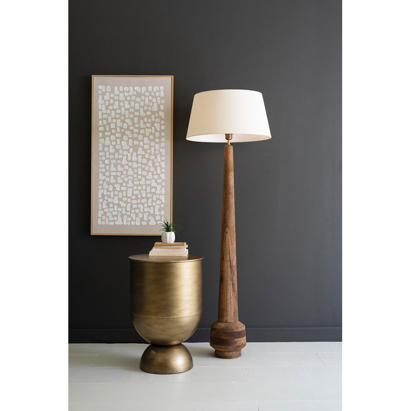  Grande lampe sur pied en bois avec abat-jour décoratif en tissu pour salon