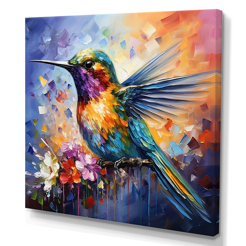 Fée bleue néotropicale Colibri II - Colibri, art mural, H 30 po x l 30 po x P 1,5 po, Toile tendue