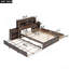 Lit plateforme avec rangement et tablettes coulissantes, gigogne et 2 tiroirs, espresso