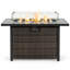 Table de foyer rectangulaire au propane en osier brun de 112 cm (44,01 pouces) avec plateau en verre trempé