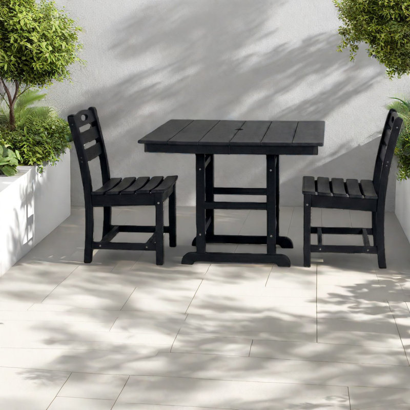 Ensembles de salle à manger de patio compacts, ensemble bistro 3 pièces Hdpe