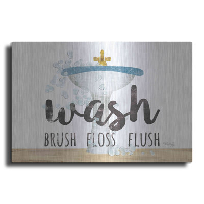 «Wash Brush Floss Flush» par August Grove® par Marla Rae, art mural en métal