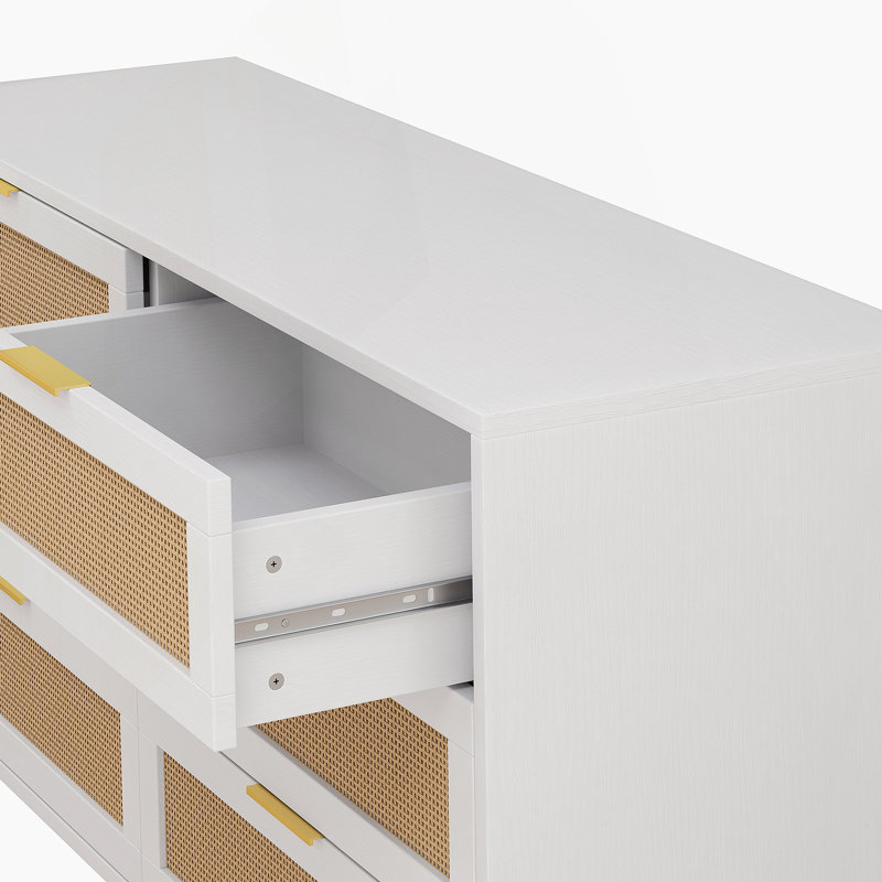 Commode double 6 tiroirs Eskil, Blanc, 29.53"H x 51.18"W x 15.75"D