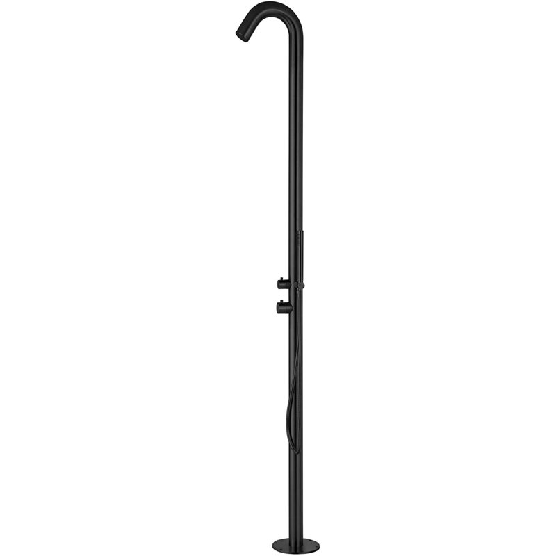 Douche d'extérieur autoportante en acier inoxydable, Noir mat