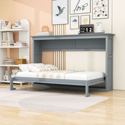 Lit simple escamotable en bois avec lattes