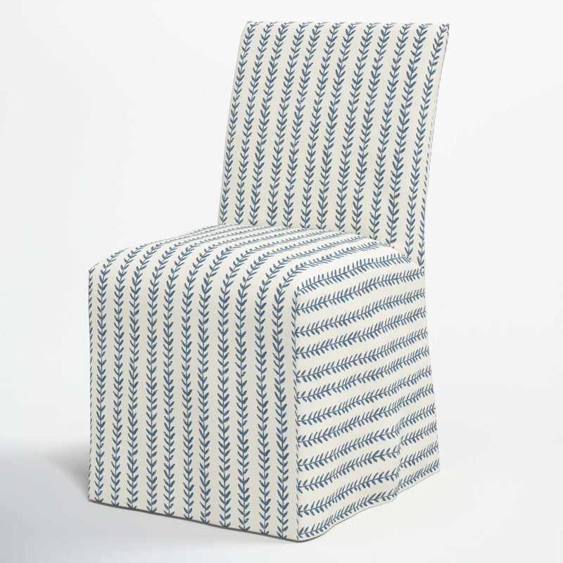 Ivanka Cotton Parsons Chair, Vine Stripe Dusty Blue