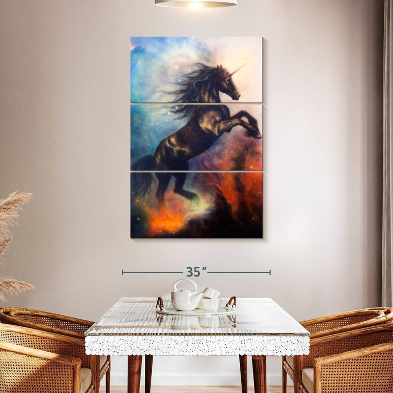 Kelan Cosmic Black Unicorn, 50" H x 32" W