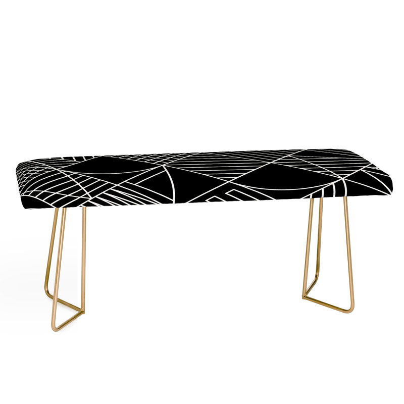 Rudd Upholstered Bench, Black/White/Geometric