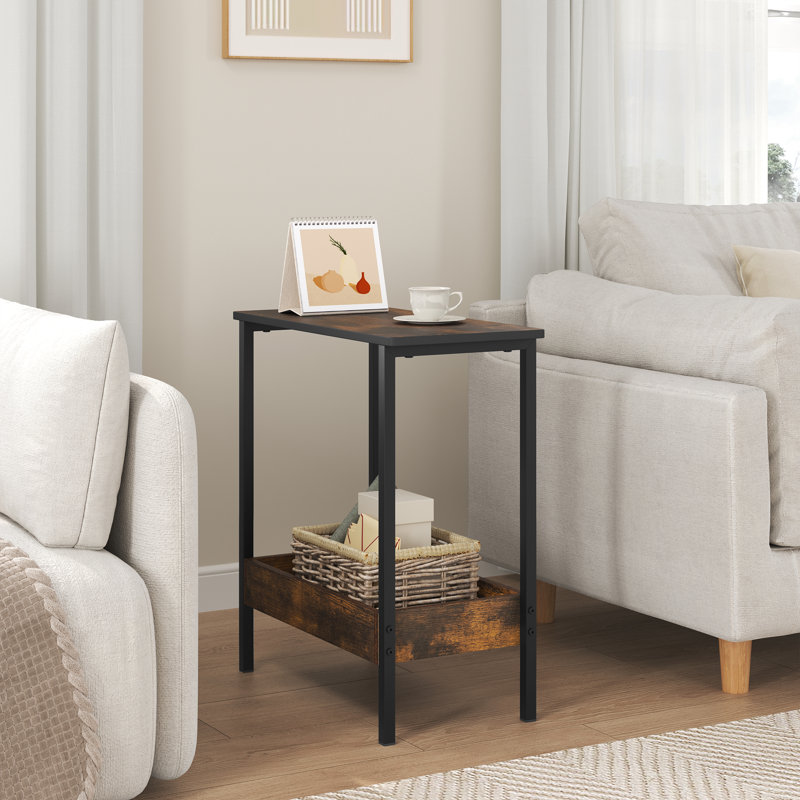 Laimondo Metal Bedside Table, Vintage Brown/Black