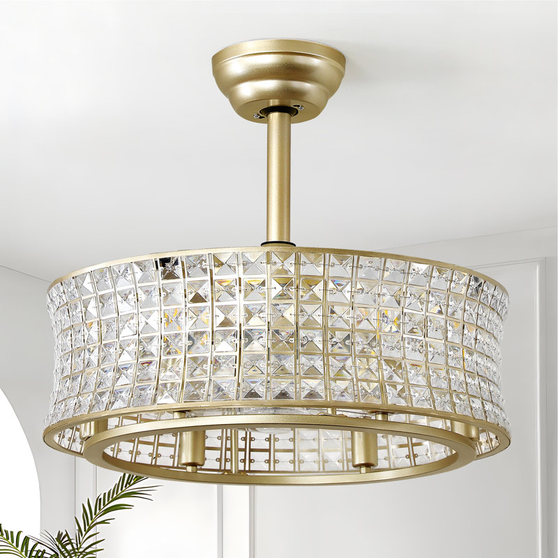 Ventilateur de plafond en cristal 20 po avec ensemble d'éclairage et télécommande