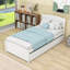 Lit plateforme simple en bois avec lit gigogne simple et tête de lit-838641657