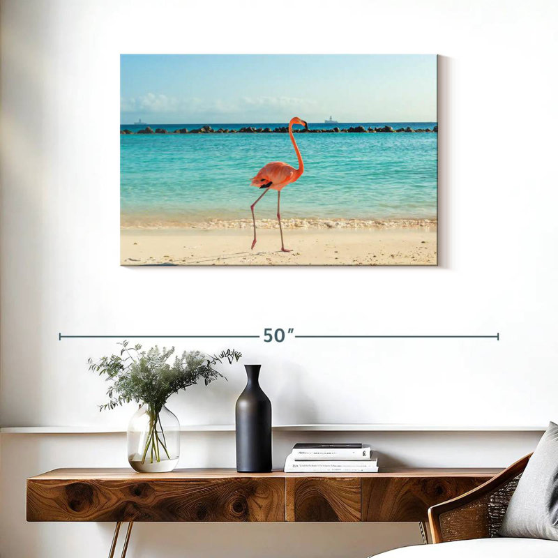 Corbeau flamant sur la plage d'Aruba, H 24 po x l 36 po